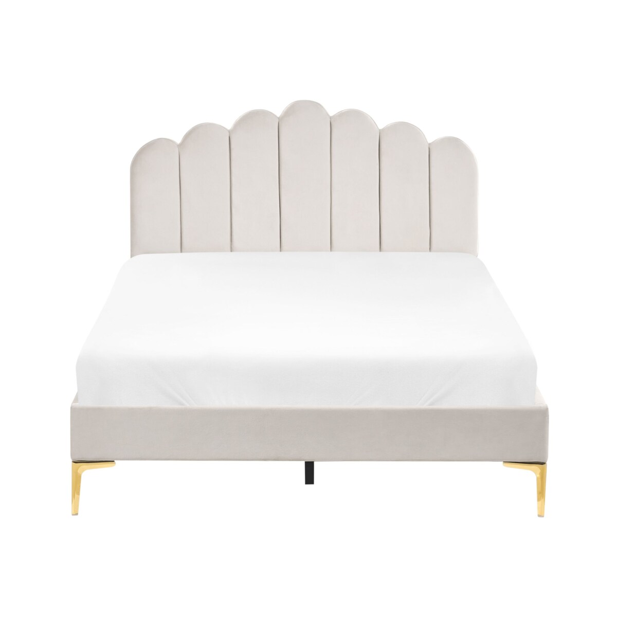 Łóżko Welur SAUVIAN 120 x 200 cm Złamana biel