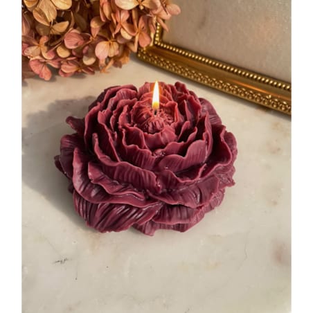 Świeca sojowa ekologiczna dekoracyjna piwonia peonia "Burgundy Touch" 100x40mm (duża)