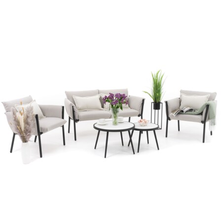 Zestaw mebli ogrodowych taras balkon aluminiowe TULUM beżowo czarne