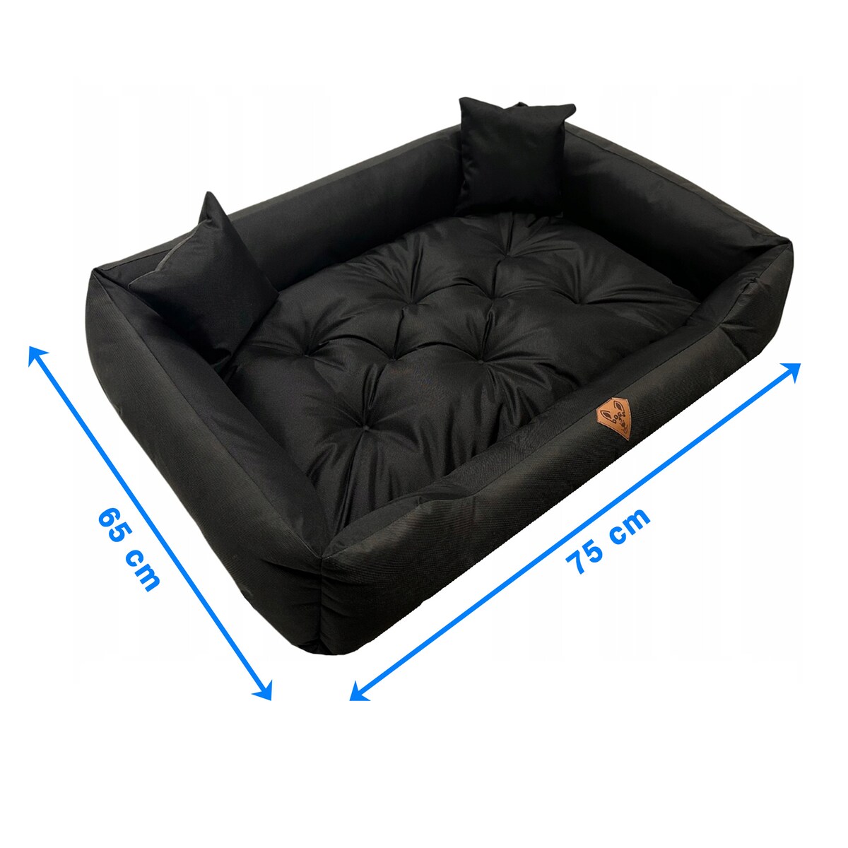Legowisko Dla Psa Kanapa Posłanie 75X65 Cm Wodoodporne Poduszki Pikowane Czarne