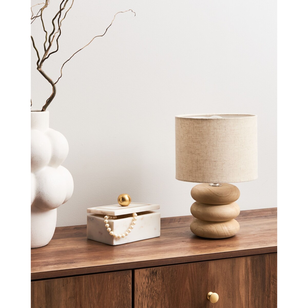 Lampa stołowa BETWA Drewno mango Jasnobrązowy