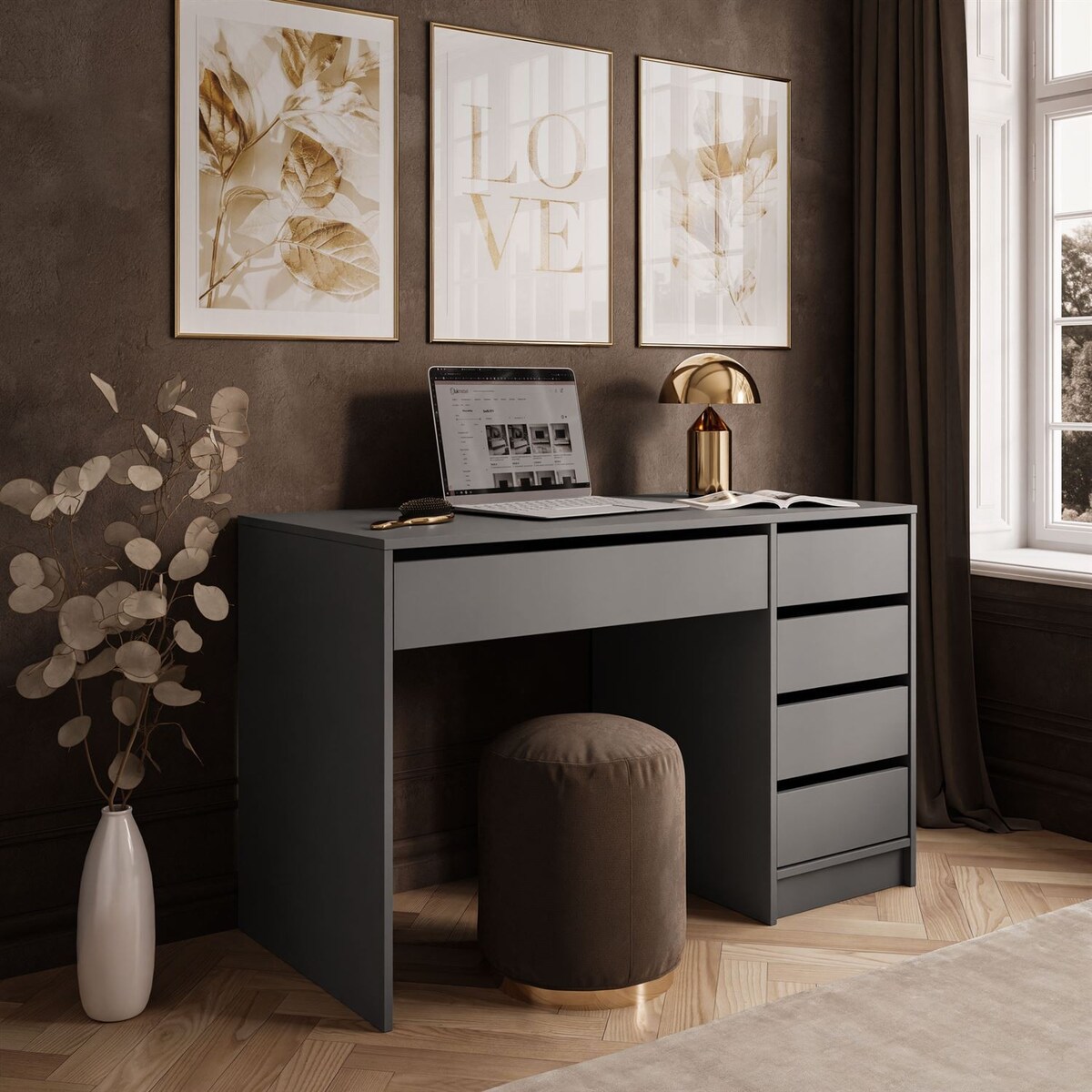 Biurko MADA z szufladami antracyt