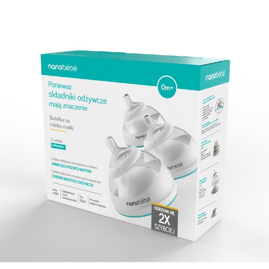 Butelka do karmienia / przechowywania pokarmu 150 ml 3 szt-turkusowa