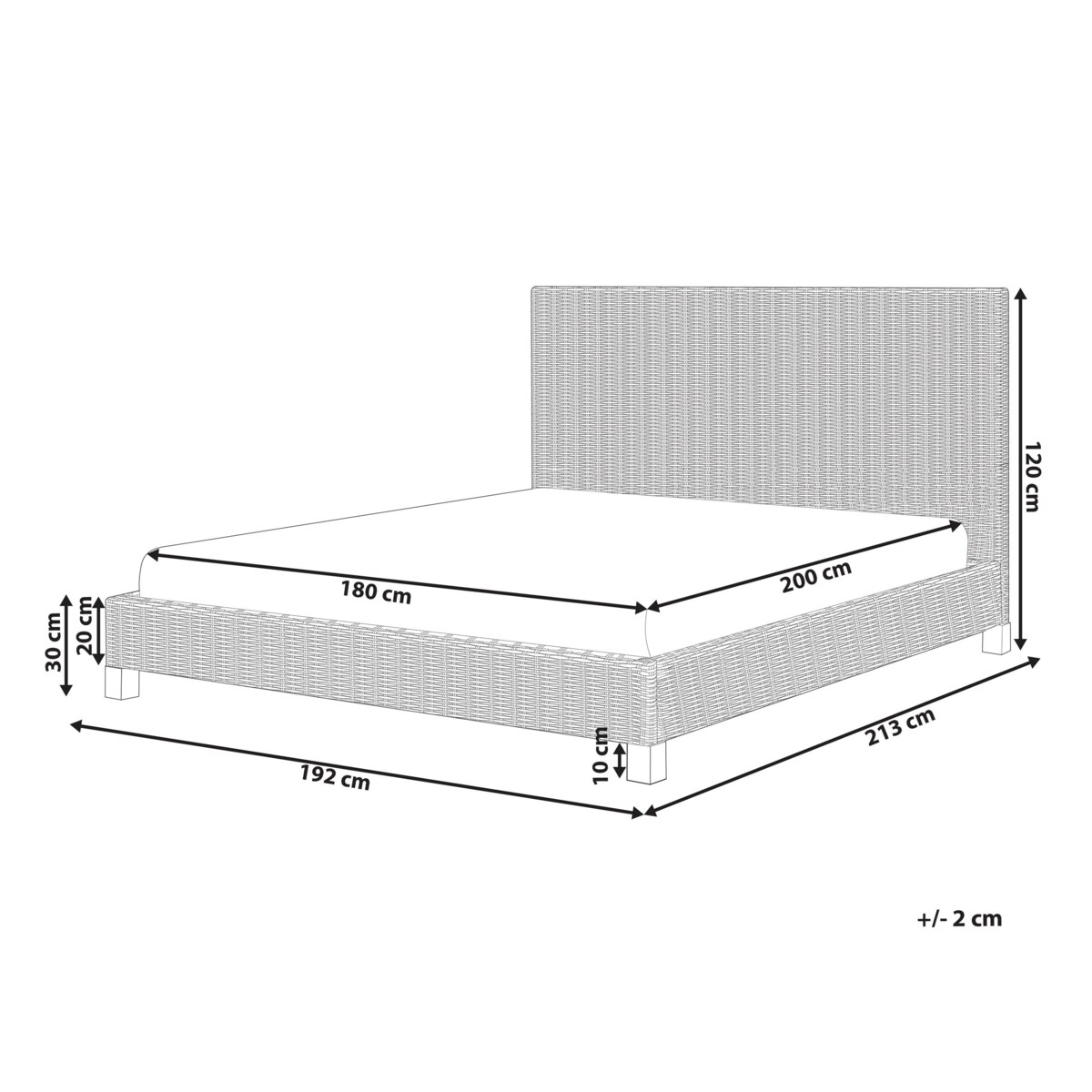 Łóżko rattanowe 180 x 200 cm naturalne SALBRIS