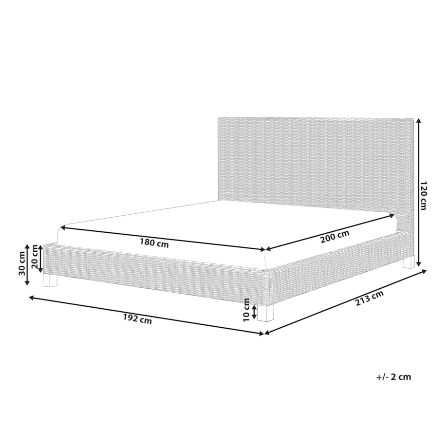 Łóżko rattanowe 180 x 200 cm naturalne SALBRIS