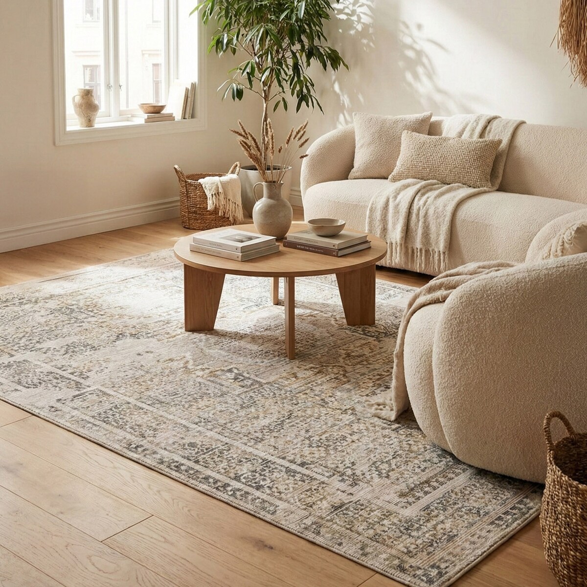 Dywan Wełniany Sahara 200x285 cm Klasyczny Vintage Beżowy