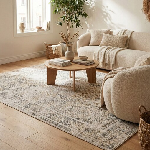 Dywan Wełniany Sahara 200x285 cm Klasyczny Vintage Beżowy