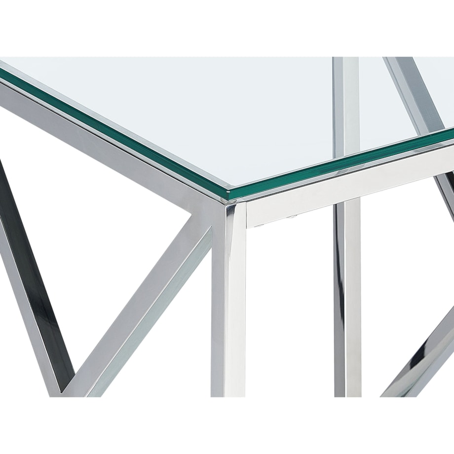 Stolik pomocniczy szklany srebrny AUDET