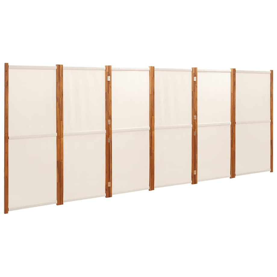 vidaXL Parawan 6-panelowy, kremowy, 420 x 180 cm
