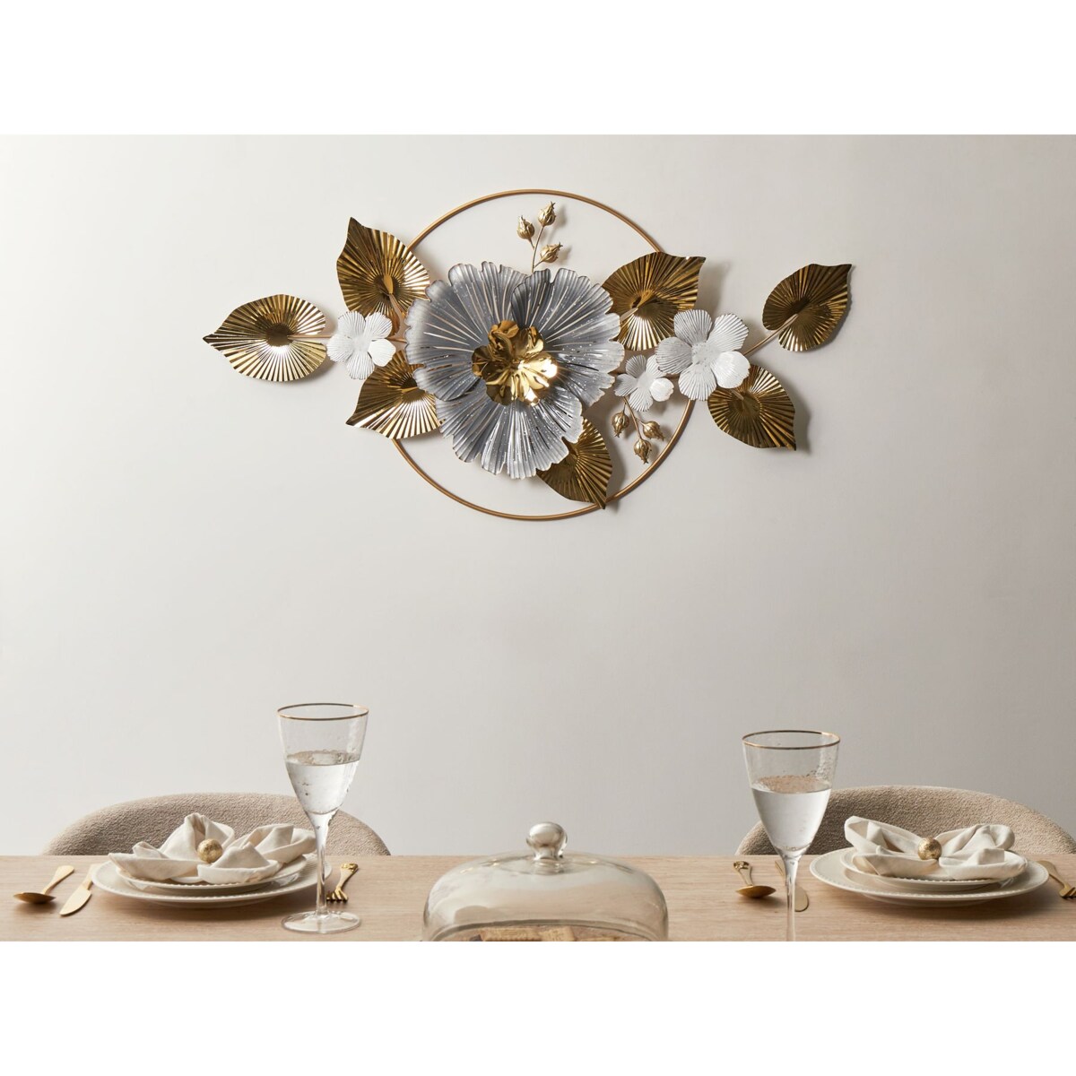 Dekoracja ścienna Kwiat TERBIUM Metal 56 cm Złoty