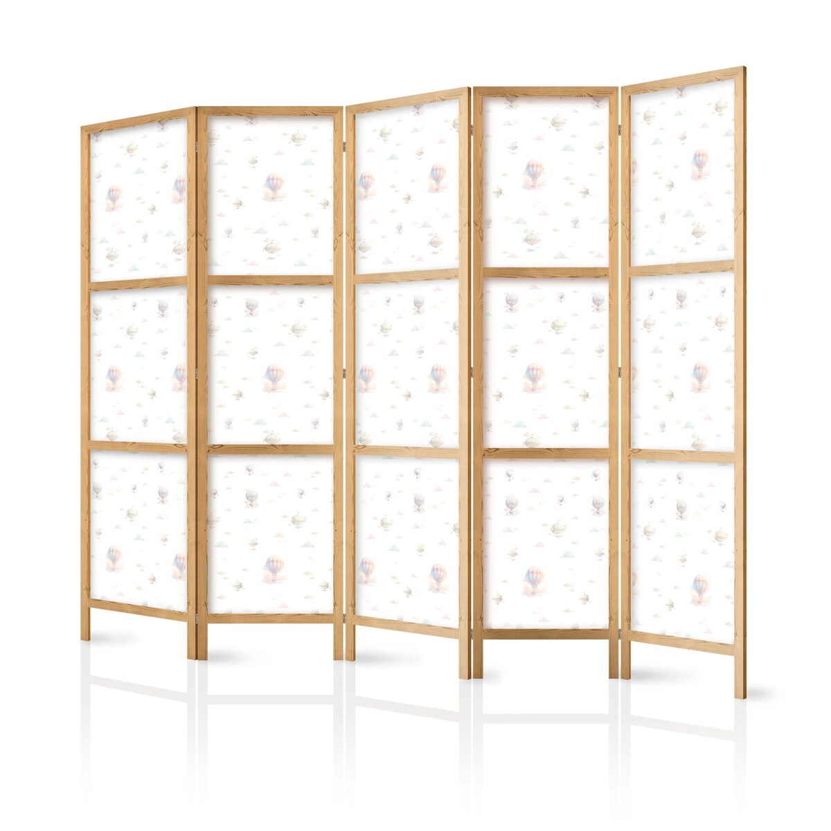 Parawan japoński Dla dzieci 225x172 cm 5-częściowy czarny