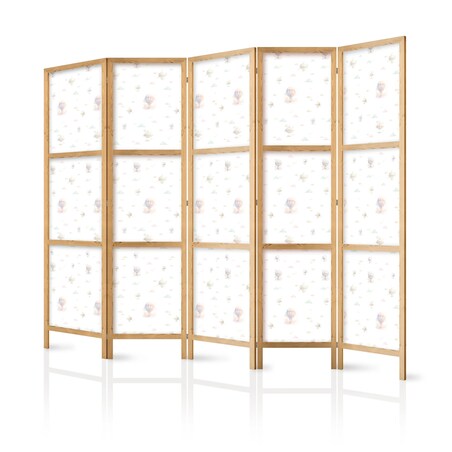 Parawan japoński Dla dzieci 225x172 cm 5-częściowy czarny