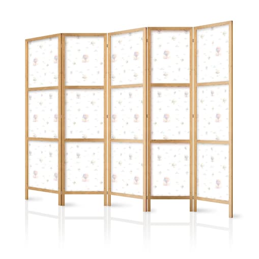 Parawan japoński Dla dzieci 225x172 cm 5-częściowy czarny