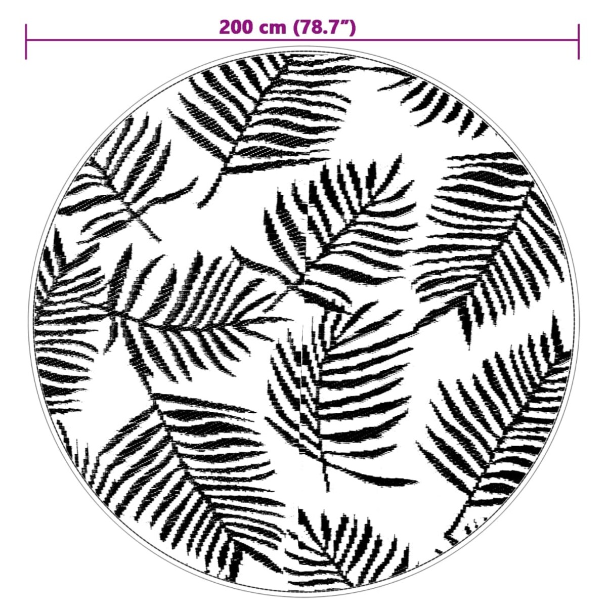 vidaXL Dywan na zewnątrz, ARAKIL biało-czarny, Ø200 cm, PP