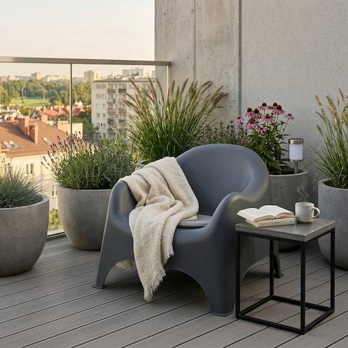 Fotel ogrodowy wypoczynkowy Dumbo na taras, balkon antracytowy