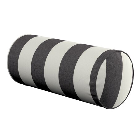 Poduszka wałek prosty, biało-grafitowe pionowe pasy (5,5cm), Ø16 x 40 cm, Quadro