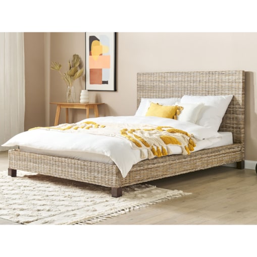 Łóżko rattanowe 160 x 200 cm naturalne SALBRIS
