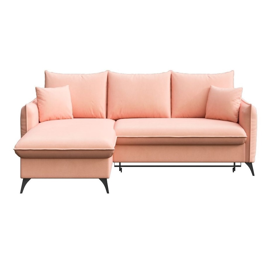 Brim Sofa narożna lewa z funkcją spania i pojemnikiem lewa brzoskwiniowa