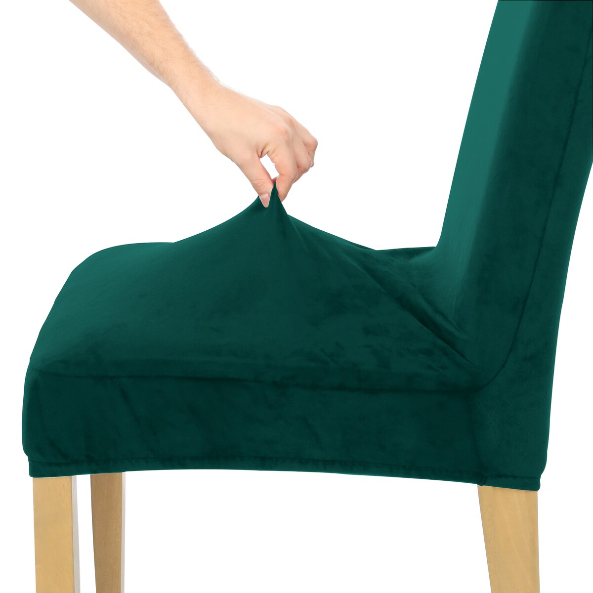 POKROWIEC NA KRZESŁO WYSOKIE OPARCIE BUTELKOWA ZIELEŃ WELUR ELASTYCZNY [21A5]