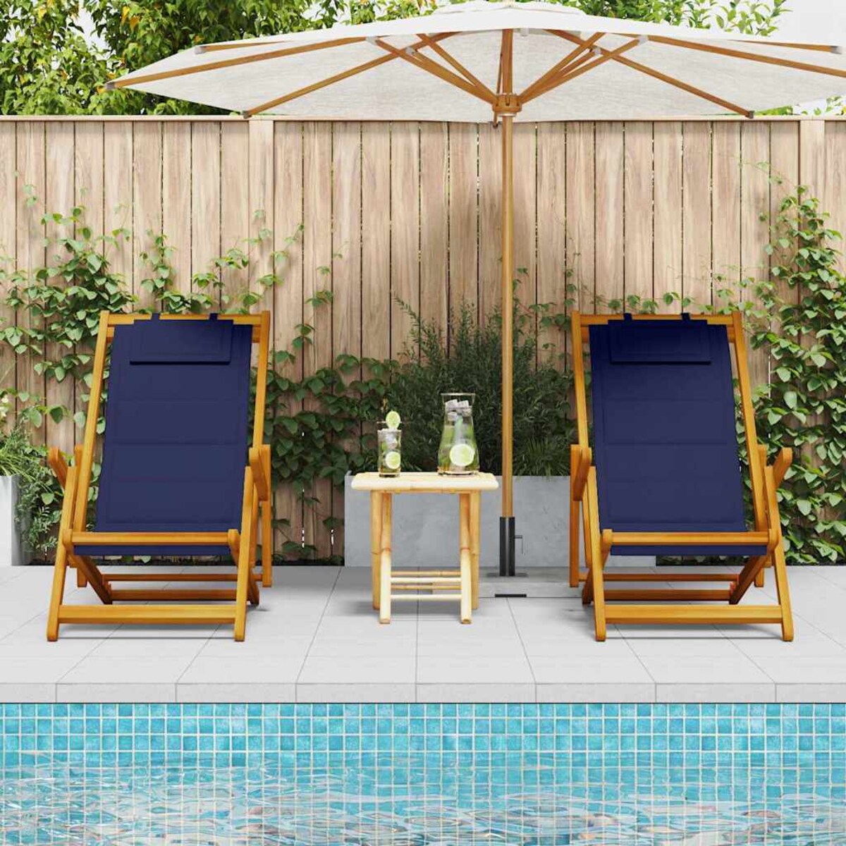 vidaXL Krzesło plażowe z poduszką 2 pcs Brązowy 61.5 x 123 x 82cm