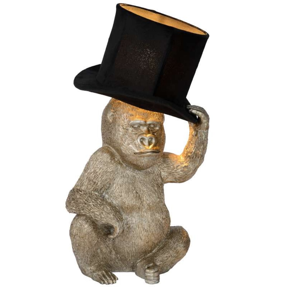 Dekoracyjna LAMPKA stojąca GUST 10503/81/30 Lucide abażurowa LAMPA stołowa goryl czarny złoty