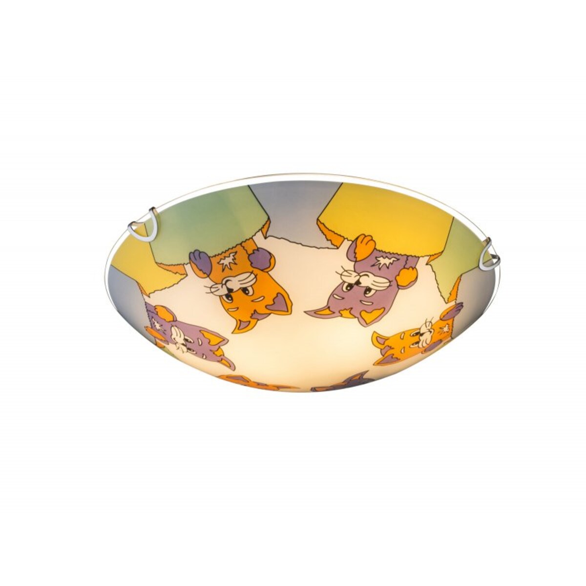 Plafon dziecięcy Globo KIDDY 40606 kolorowy, lampa sufitowa E27 60W, biała z chromem, szkło z dekorem 30 cm