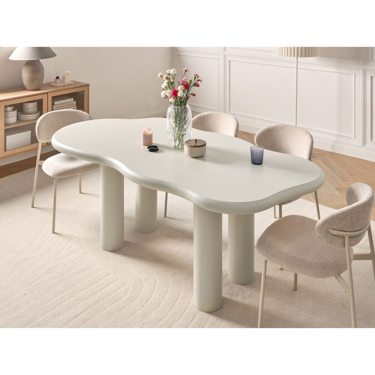 Stół do jadalni ONDLE Złamana biel 94 cm 188 cm