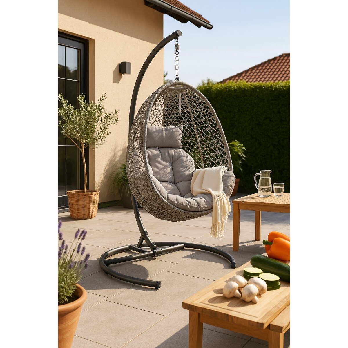 Stojak na fotel wiszący ORBIANA, stalowy, antykorozyjny, wys. 210 cm