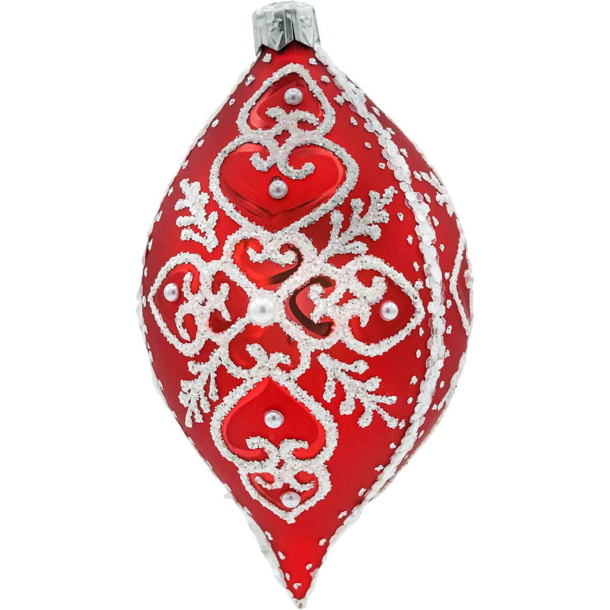 Bombka owalna szklana: Koronkowa Łezka