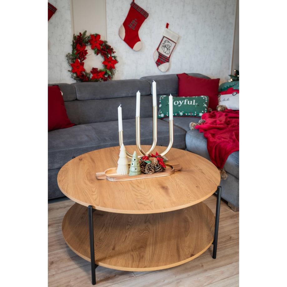 Złoty świecznik Tonis, metalowy, 33 x 34 cm