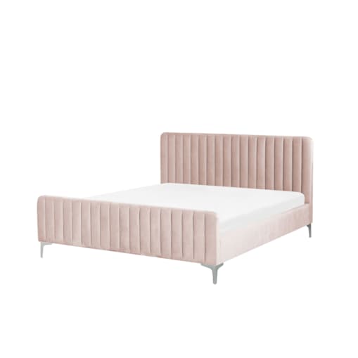 Łóżko welurowe 160 x 200 cm różowe LUNAN