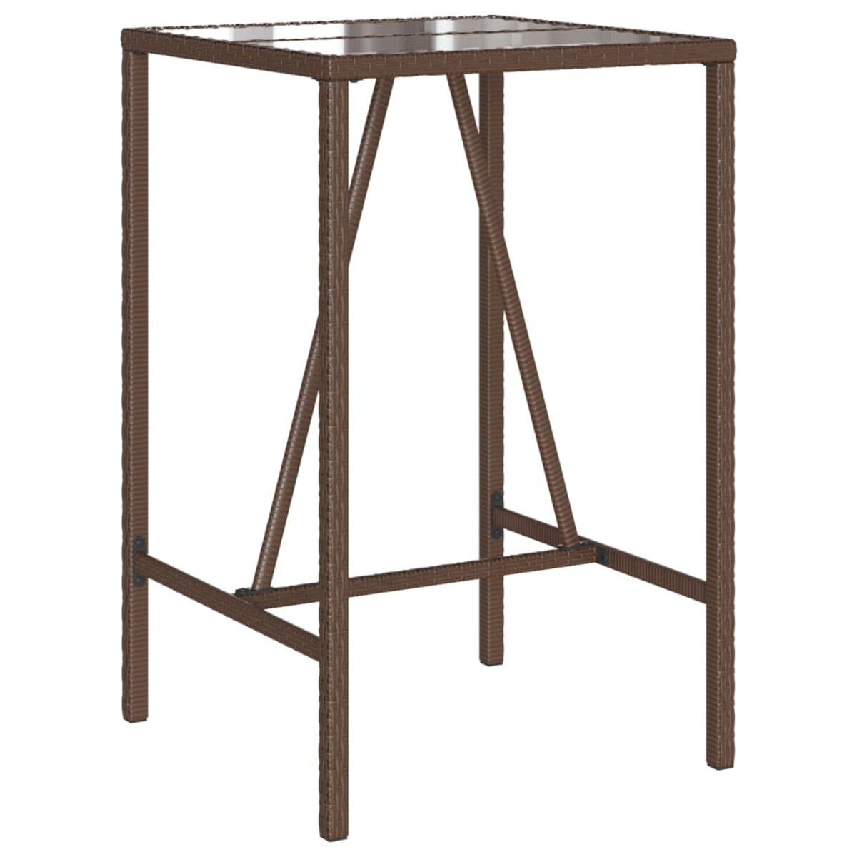 vidaXL Ogrodowy stolik barowy, brązowy, 70x70x110 cm, polirattan