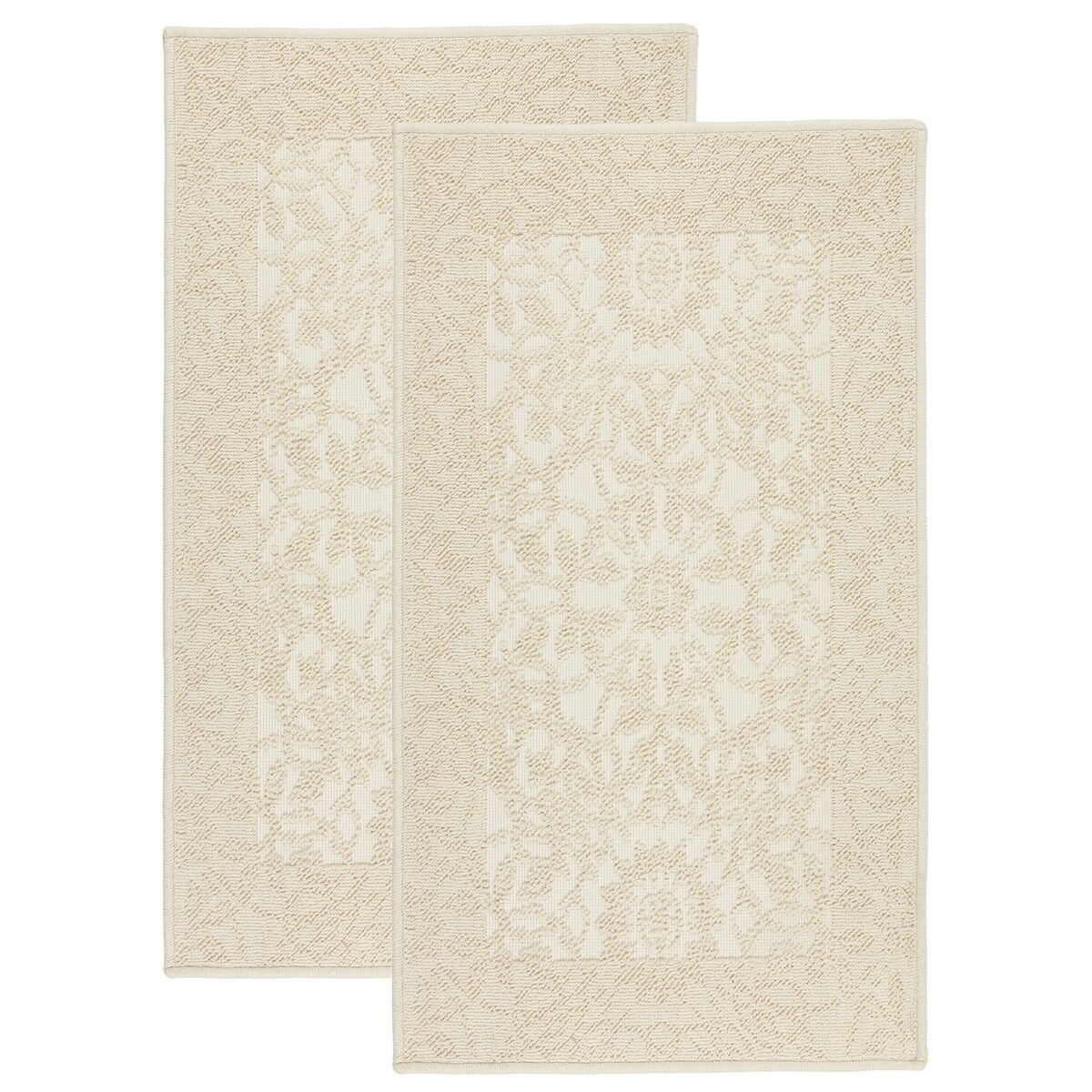 Zestaw 2 szt Dywan bawełniany 73x135 cm Lino antypoślizgowy egipski do prania pokoju łazienki Ornament beżowy