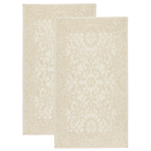 Zestaw 2 szt Dywan bawełniany 73x135 cm Lino antypoślizgowy egipski do prania pokoju łazienki Ornament beżowy