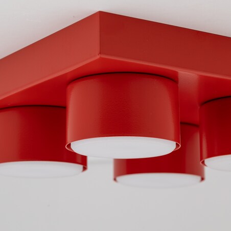 Lampa sufitowa BRIX RED 11293 TK Lighting, nowoczesna czerwona lampa sufitowa do salonu i sypialni