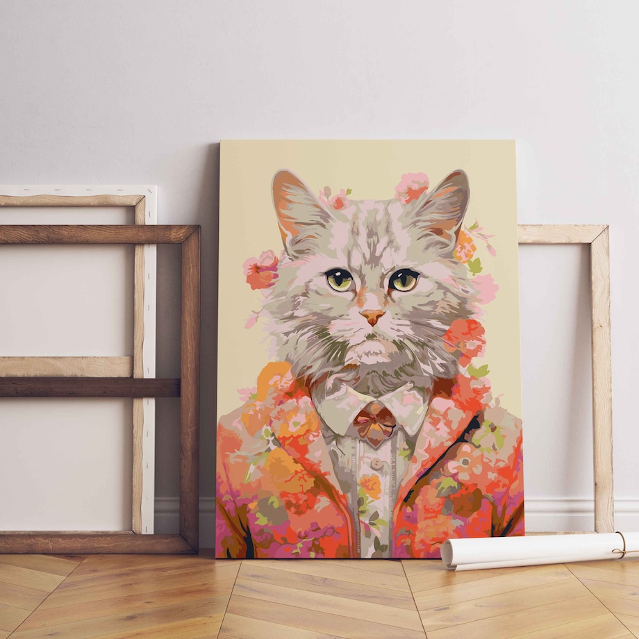 Malowanie po numerach, zestaw DIY – Koci Gentelman - 50x70 cm- Produkt PL