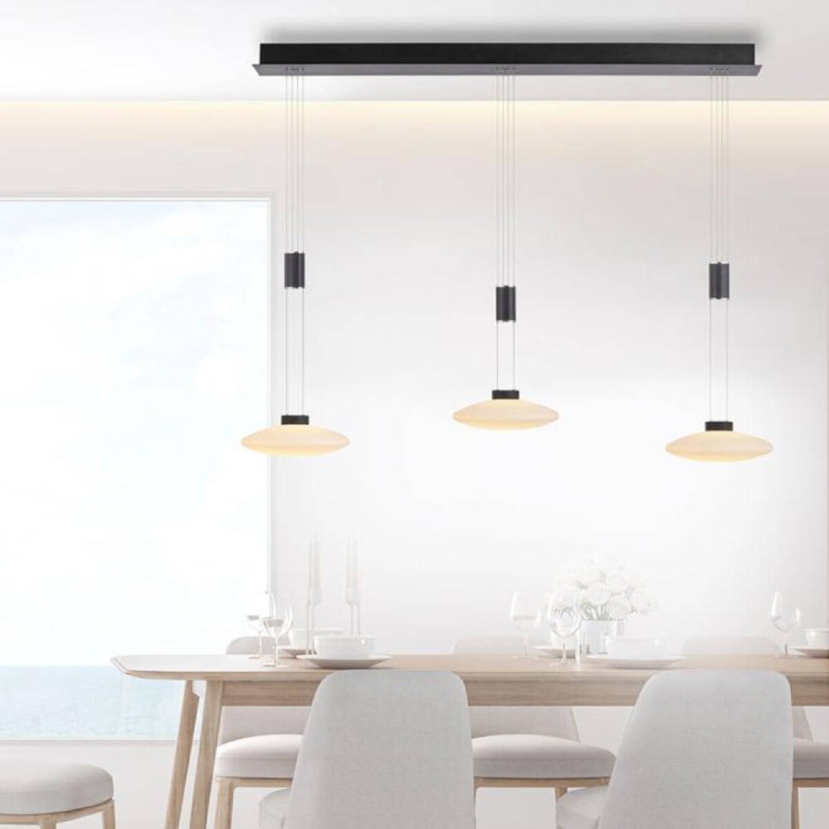 3-płomienna lampa wisząca Lautada LED 22,5W do salonu czarna