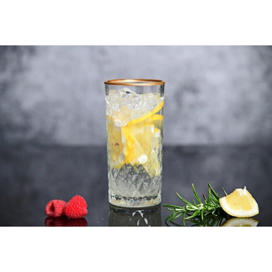 Szklanki do Whisky Zestaw Szklanka 6 szt. Złote Linie Wysokie 280 ml