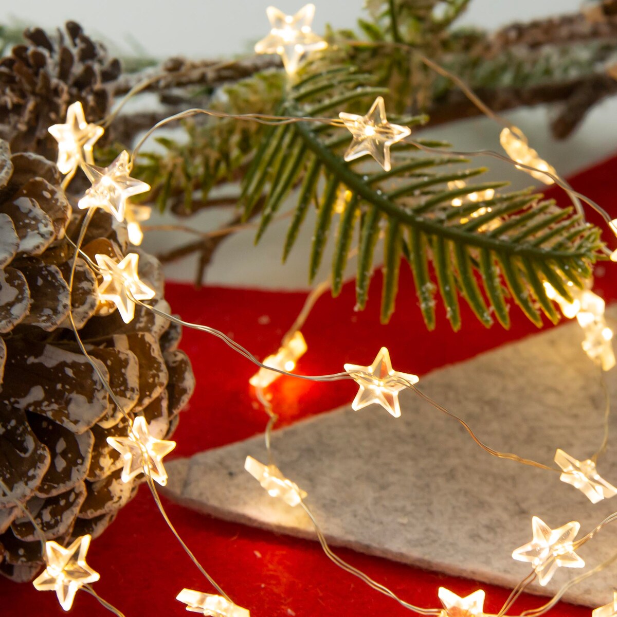 Lampki Druciki Gwiazdki 40 Led Dekoracja Na Boże Narodzenie Ciepły Biały