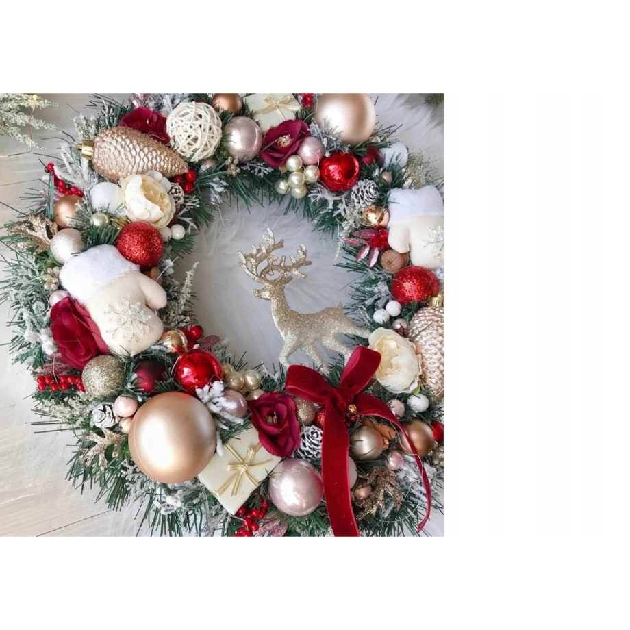 ŚWIĄTECZNY WIANEK SZTUCZNY dekoracja na stół drzwi DUŻY ŁADNY staranny