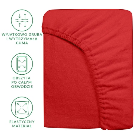 Prześcieradło frotte z gumką 90x200 kolor czerwony