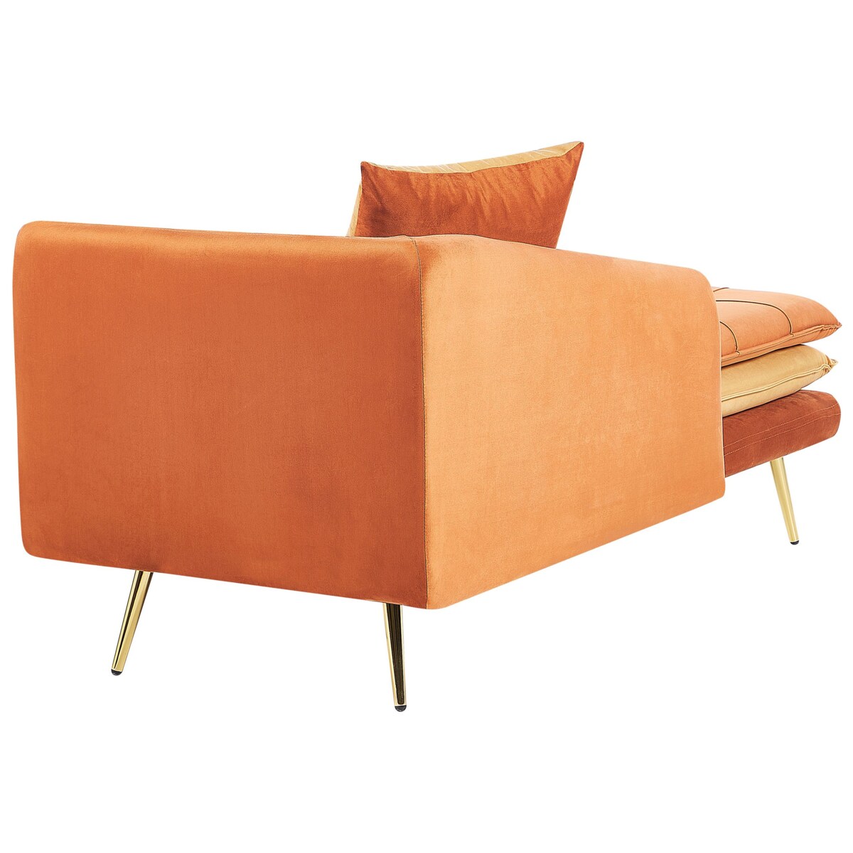 Szezlong welurowy prawostronny pomarańczowy GONESSE