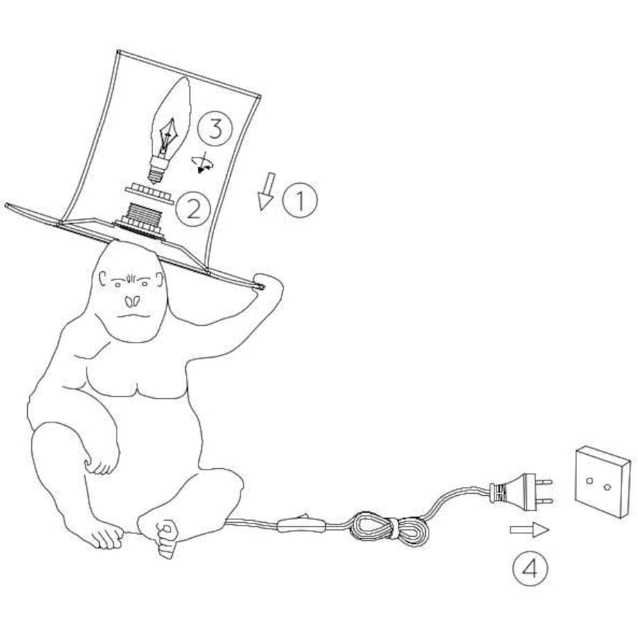 Dekoracyjna LAMPKA stojąca GUST 10503/81/30 Lucide abażurowa LAMPA stołowa goryl czarny złoty