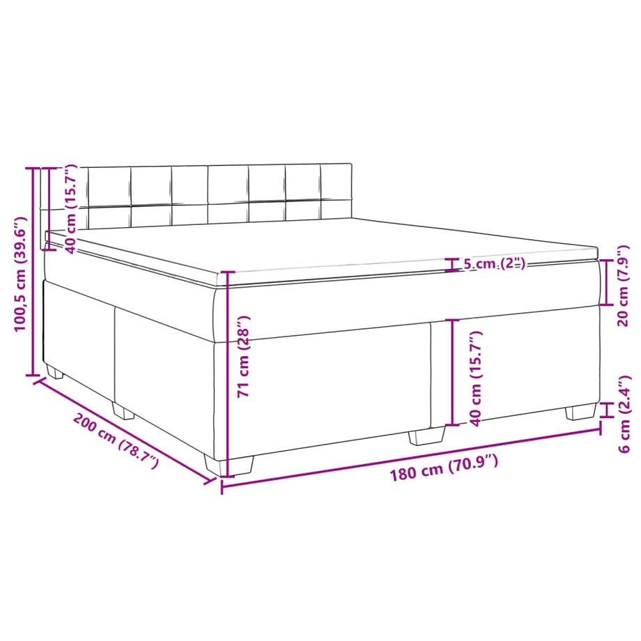 vidaXL Łóżko kontynentalne z materacem, ciemnozielone, 180x200 cm