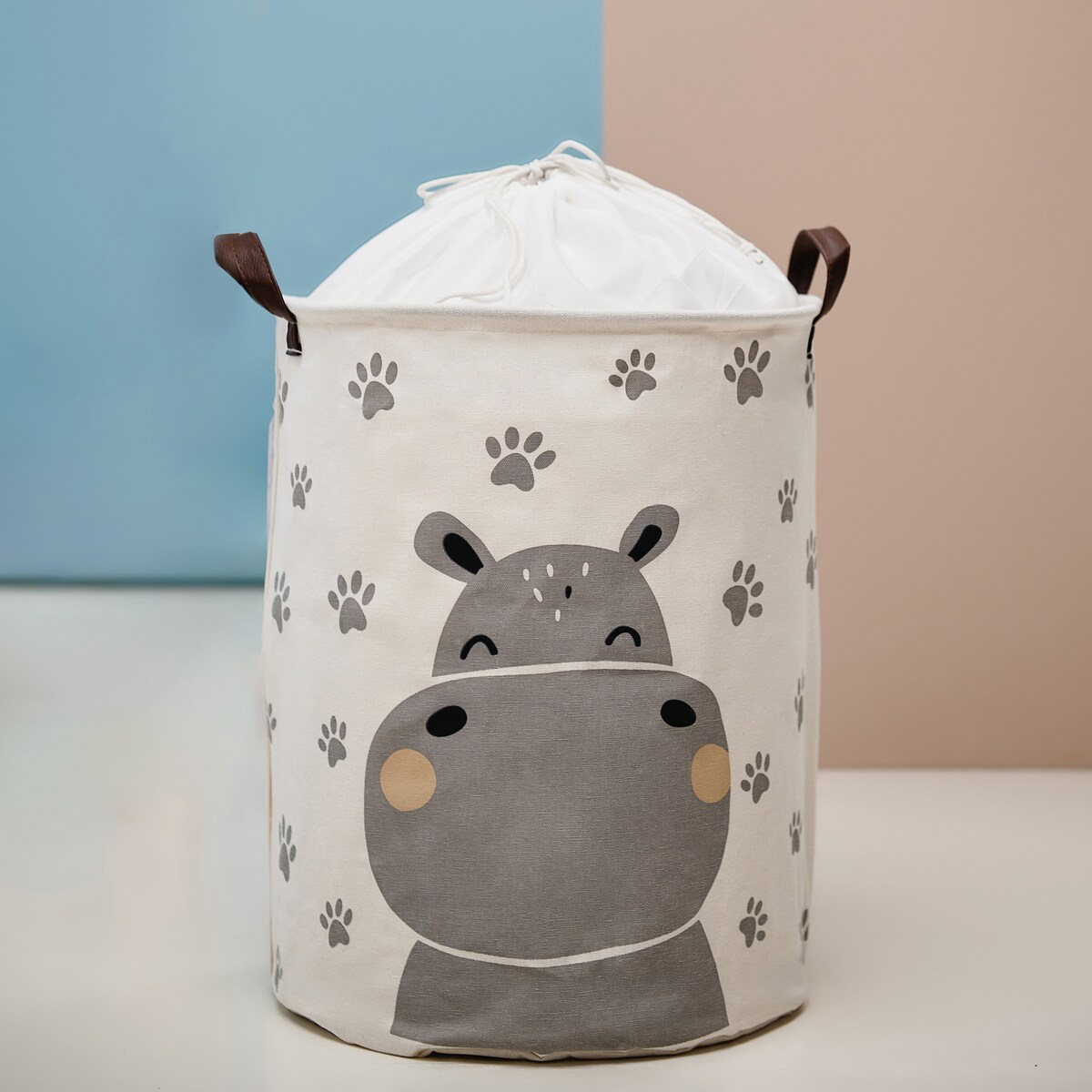 bawełniany kosz na zabawki sipo, zamykany na ściągacz, hipo, xl