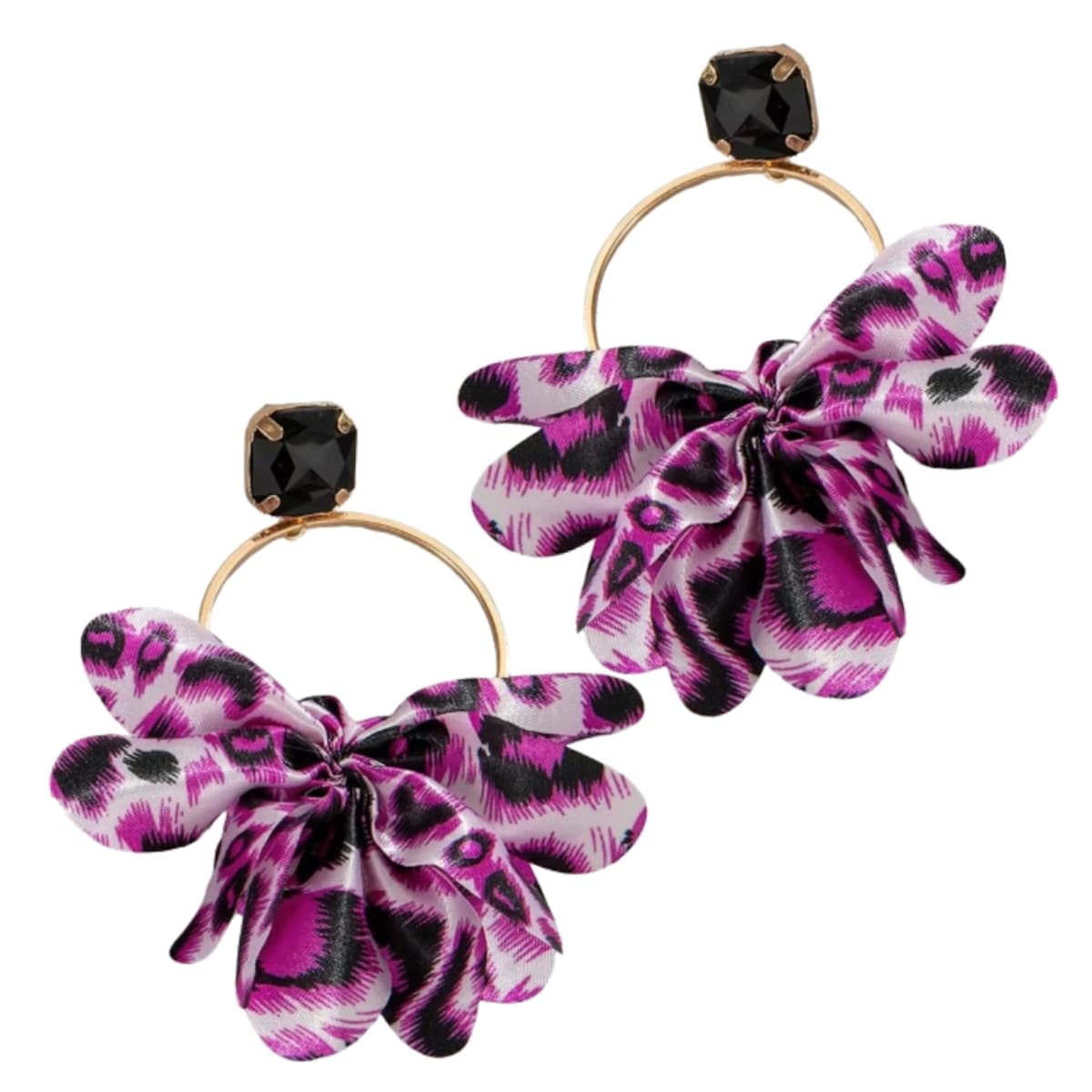 ZJAWISKOWE kolczyki kółka różowa pantera satynowa na wakacje lato złote