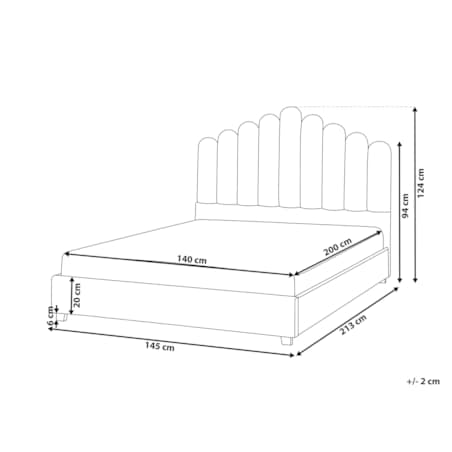 Łóżko wodne Welur VINCENNES 140 x 200 cm Złamana biel