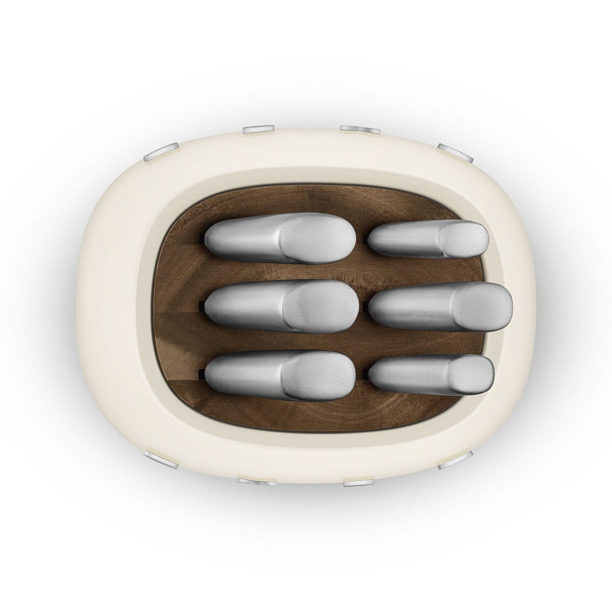 Noże Kuchenne SMEG Zestaw noży w BLOKU Komplet Stojak 6 szt Kremowe KBSF02CR