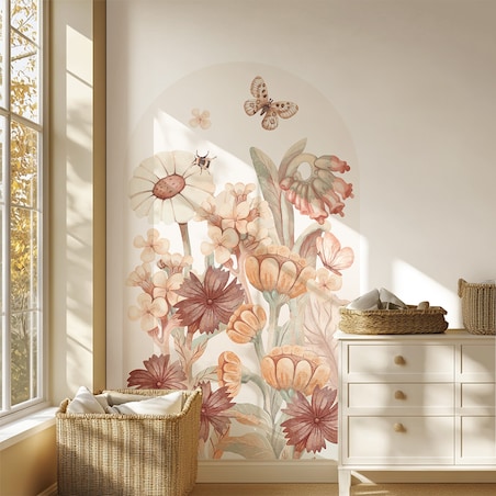 Naklejka na ścianę łuk Kwiaty boho L