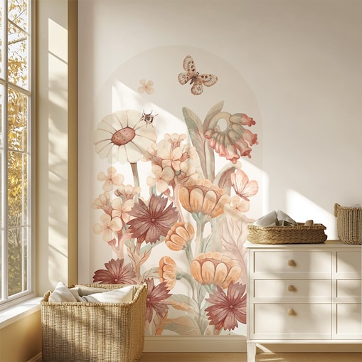 Naklejka na ścianę łuk Kwiaty boho L